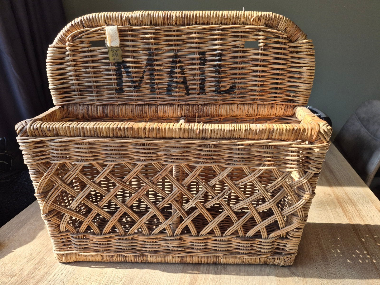 Riviera Maison Rattan Mail Box, Vintage, Gebruikt, Ophalen of Verzenden, Natuurlijk materiaal