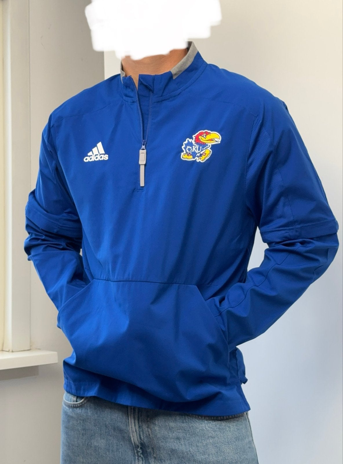 Adidas Baseball KU windbreaker jas - Maat S, Ophalen of Verzenden, Zo goed als nieuw, Maat 46 (S) of kleiner, Blauw