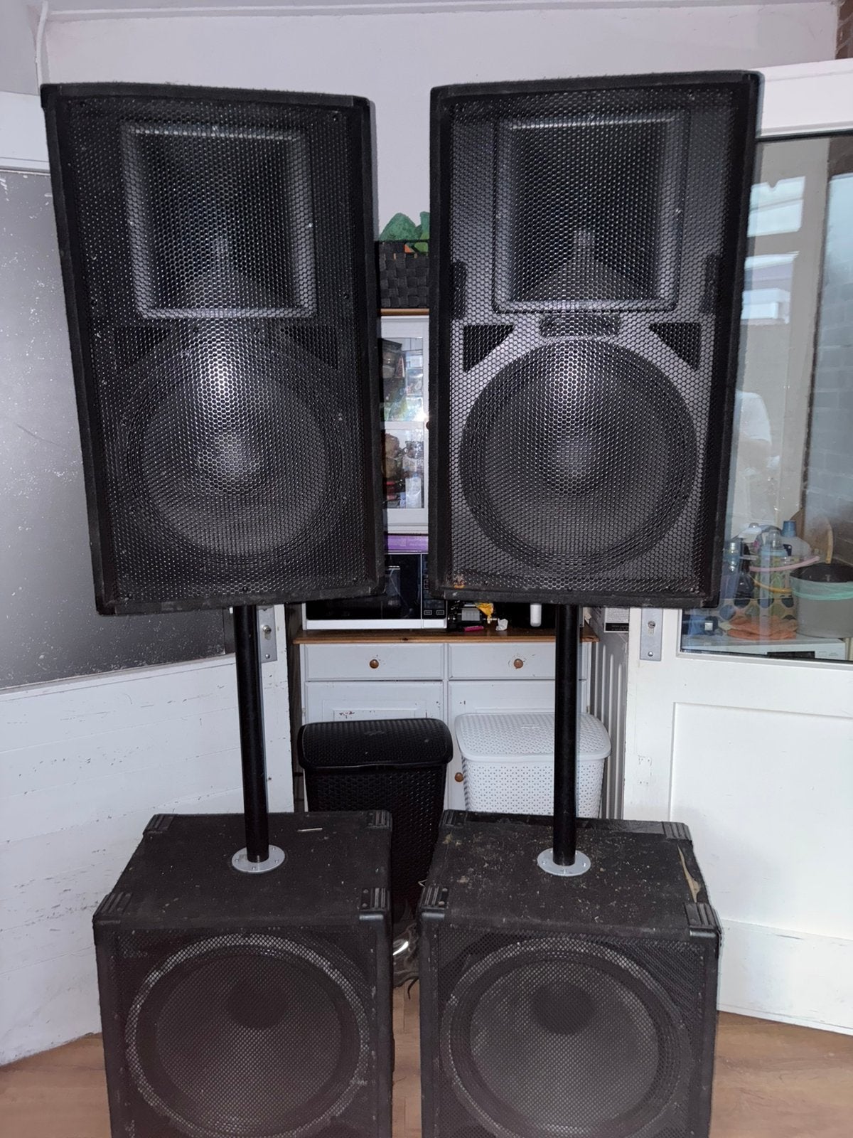 Peavey geluidsnsysteen complett set met lampen alles, Audio, Tv en Foto, Inclusief kabels, Party speaker, Zo goed als nieuw, Ophalen
