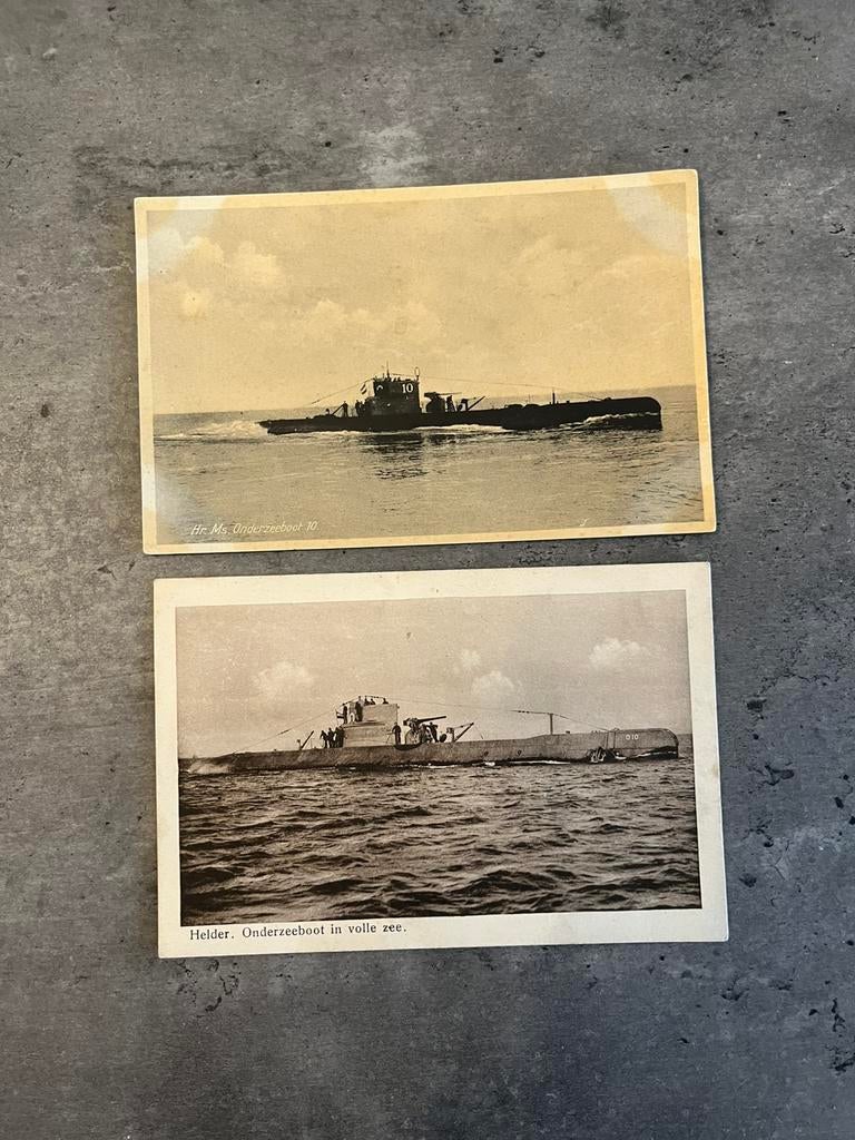 2x Nederlandse Marine onderzeeboot genaamd Hr.Ms. O 10, Ophalen of Verzenden, 1920 tot 1940, Gelopen, Overige thema's