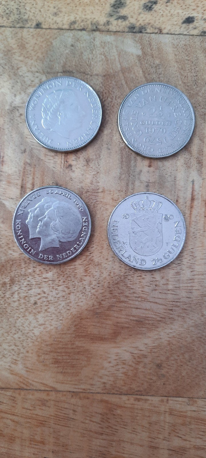 Set van 4 nikkelen 2½ gulden munten Juliana en Beatrix, Koningin Juliana, Setje, Zilver, Ophalen of Verzenden