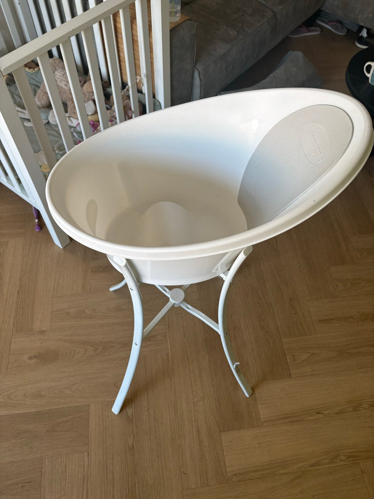 Shnuggle babybadje met standaard, Zo goed als nieuw, Badje, Standaard, Ophalen