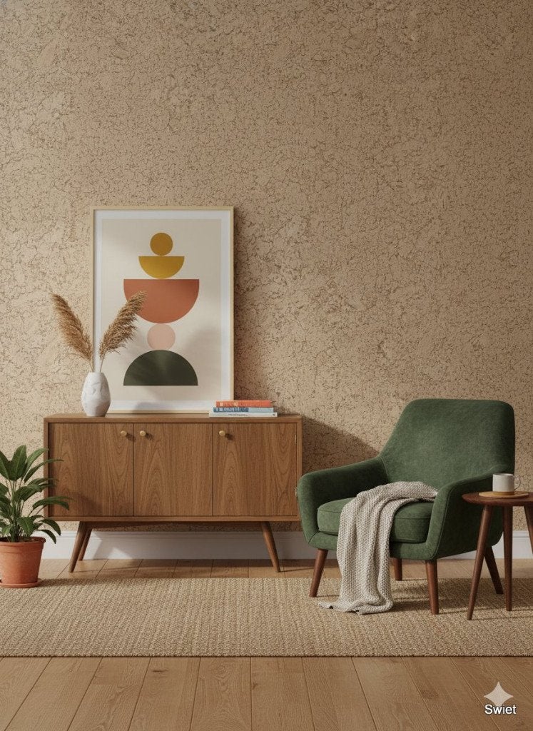 6746 kurklook behang p+s vintage swiet kurkbehang, Ophalen of Verzenden, Beige