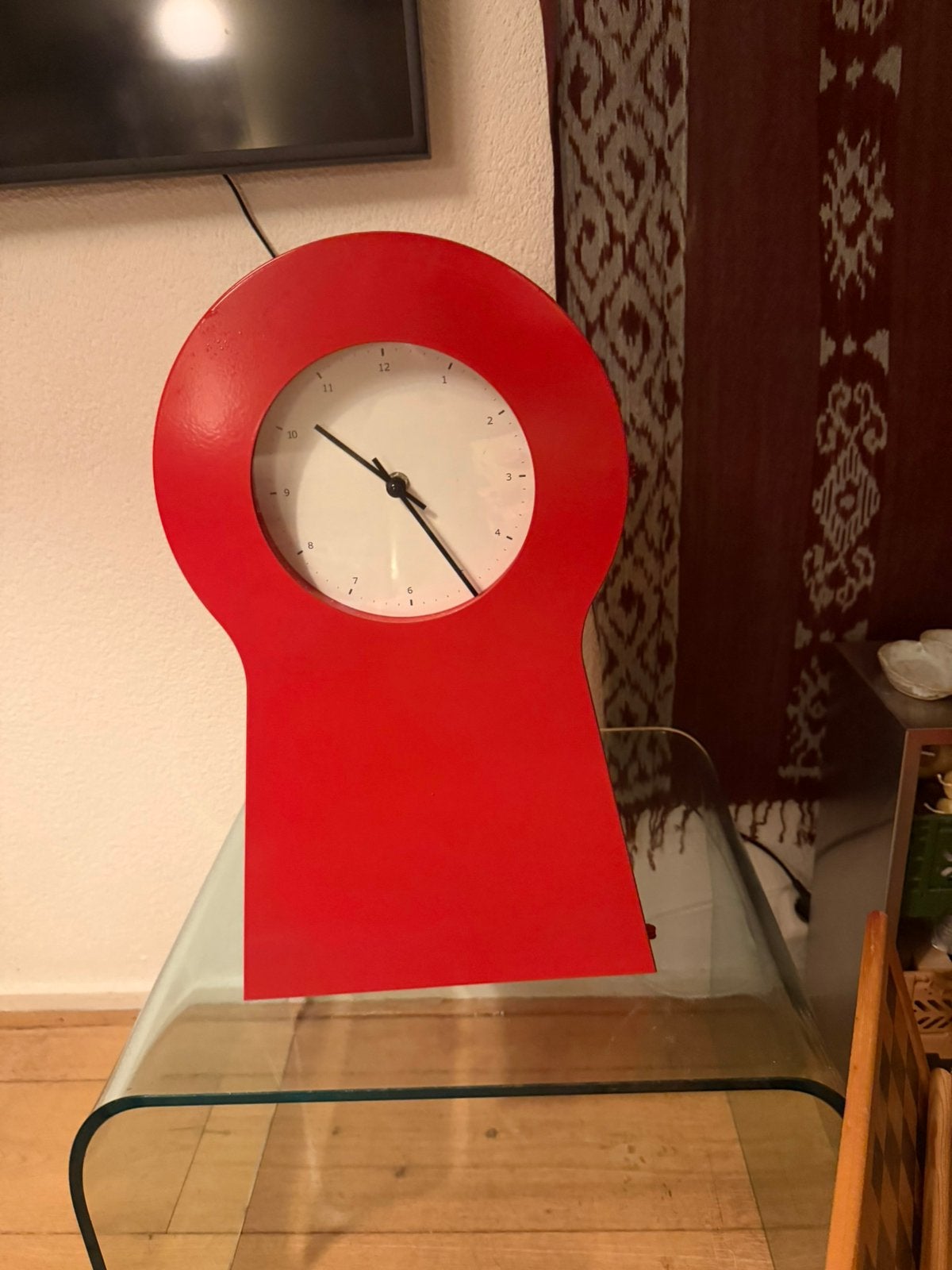 Ikea ps 1995 sleutel klok rood, Huis en Inrichting, Ophalen, Minder dan 50 cm, Rond, Zo goed als nieuw