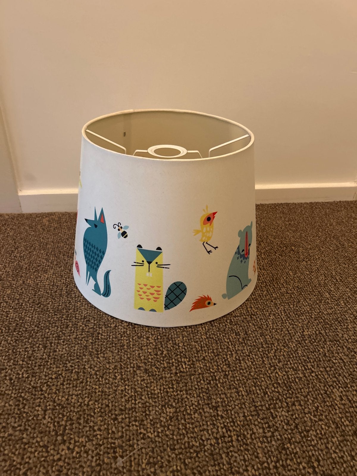 Gratis Leuke ikea lampenkap met dierenprint voor kinderkamer, Gebruikt, Wit, Rond, Textiel