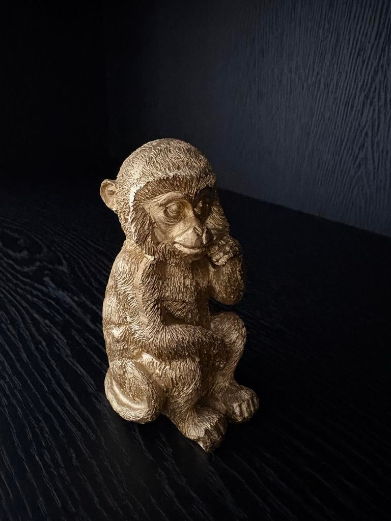 Gouden accessoires: vaas, aapje en boeddha, Ophalen, Zo goed als nieuw, Goud, Overige materialen