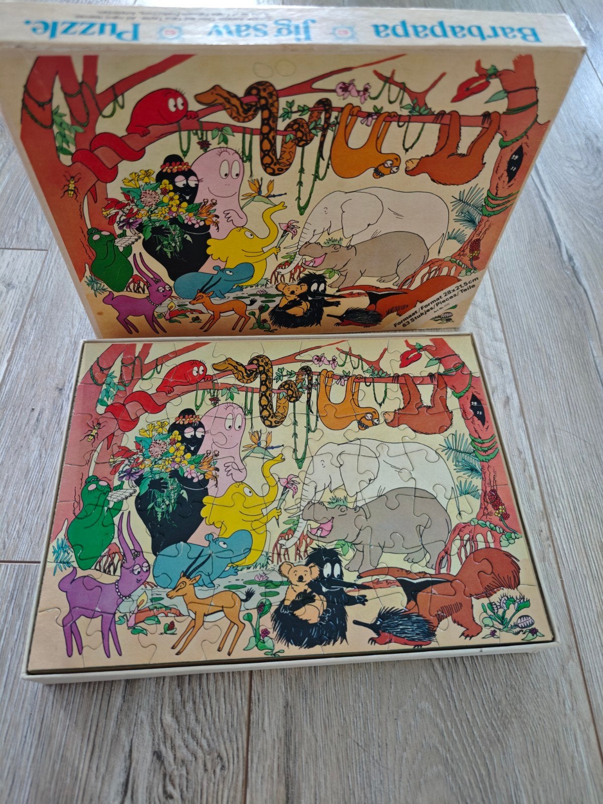 Vintage Barbapapa legpuzzel - 63 stukjes, Ophalen of Verzenden, Meer dan 50 stukjes, Gebruikt, 6 jaar of ouder