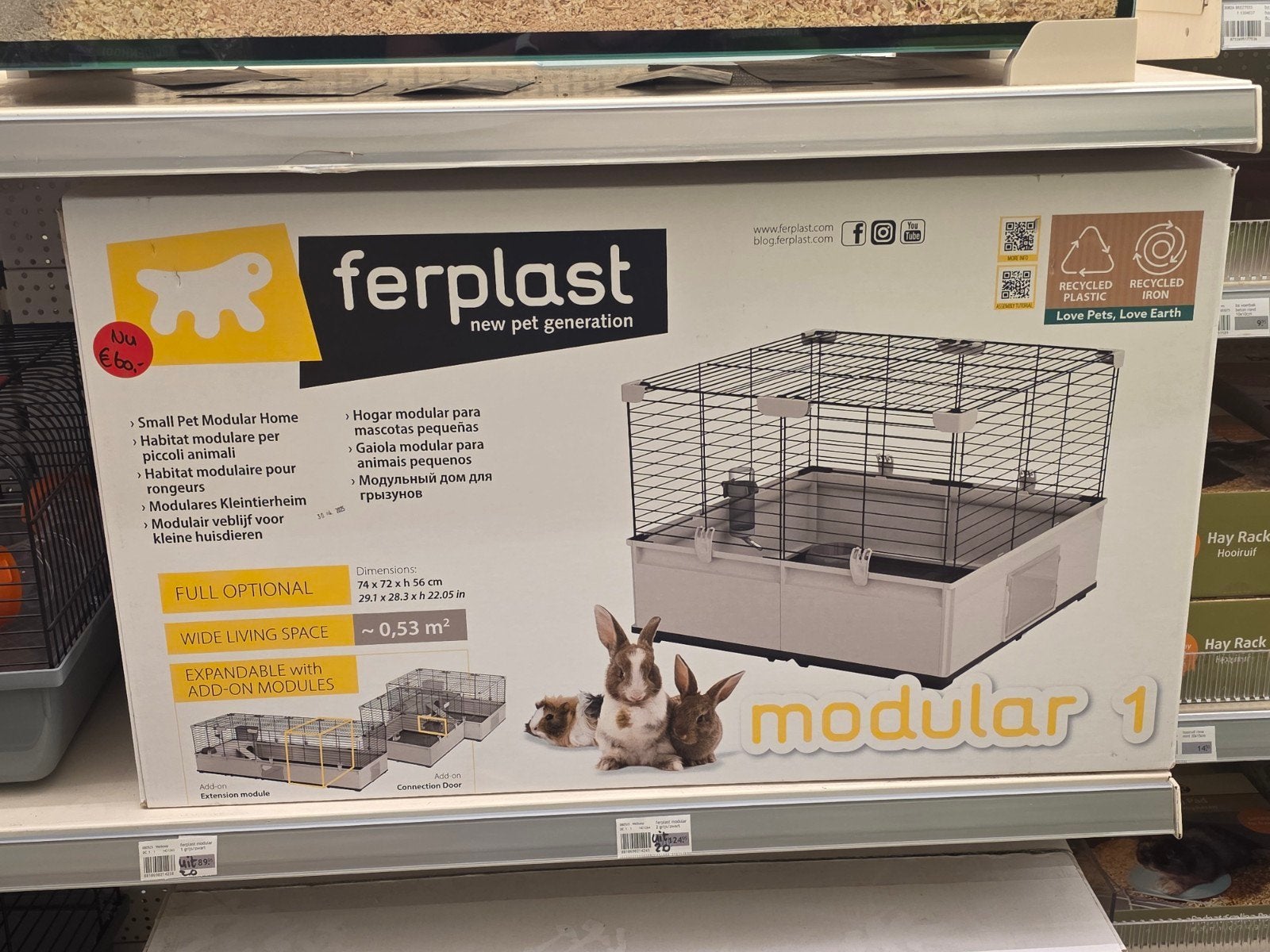 Ferplast Modular 1, Dieren en Toebehoren, Knaagdieren en Konijnen | Hokken en Kooien, Kooi, Fret, Ophalen, Minder dan 60 cm