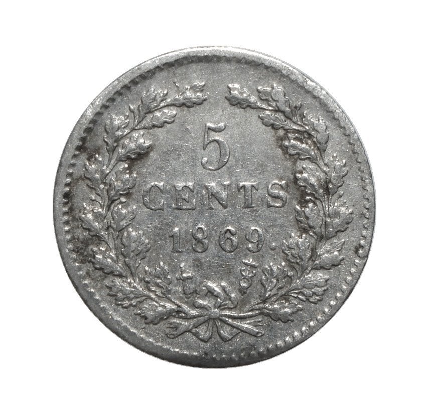 Nederland 5 cent 1869 (zilver), Postzegels en Munten, Munten | Nederland, Koning Willem III, Zilver, Ophalen of Verzenden, Losse munt