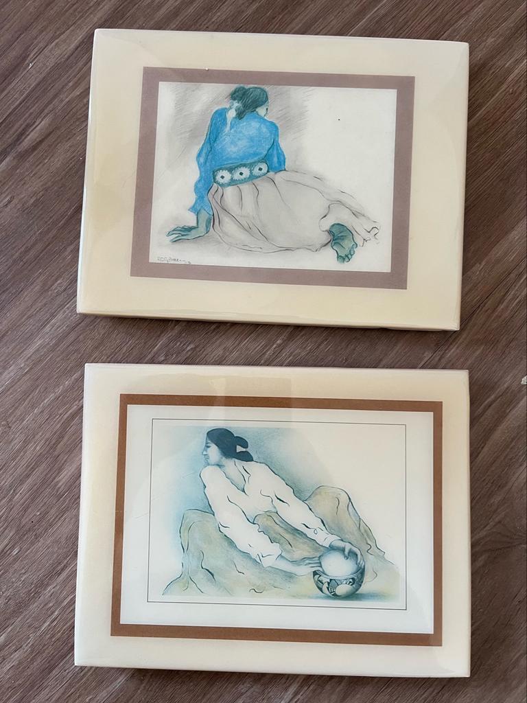 Set van 2 R.C. Gorman Crystal Tiles - Navajo Kunst, Ophalen of Verzenden, Zo goed als nieuw