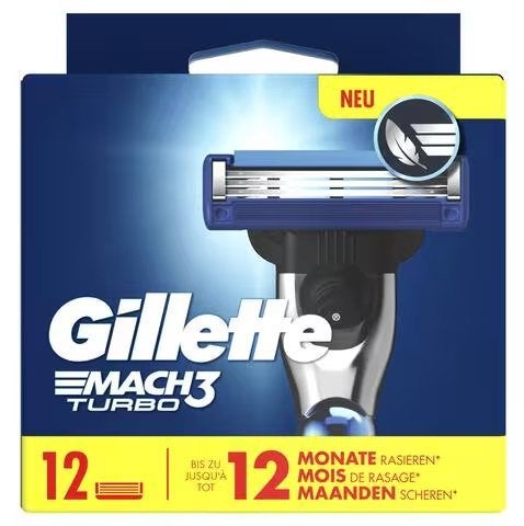 Gillette Mach3 Turbo Scheermesjes 12 stuks, Ophalen, Nieuw, Gehele gezicht