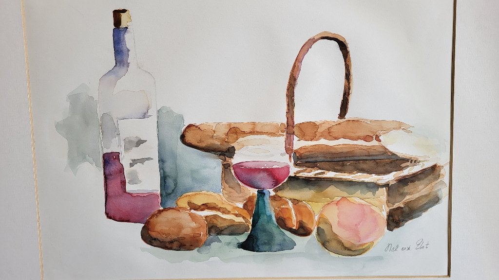 Originele Aquarel * Nel vd slot, Antiek en Kunst, Kunst | Schilderijen | Klassiek, Ophalen, Gesigneerd, Aquarel, Stilleven