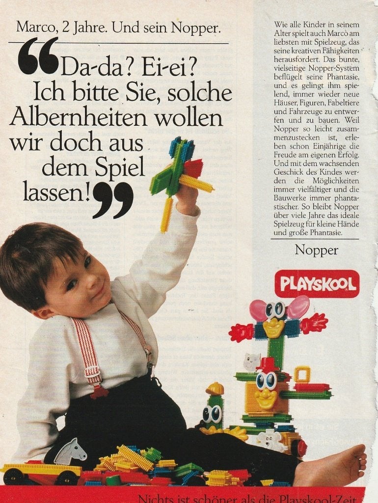 retro reclame 1988 Playskool speelgoed jongetje met Nopper, Verzenden, Overige typen