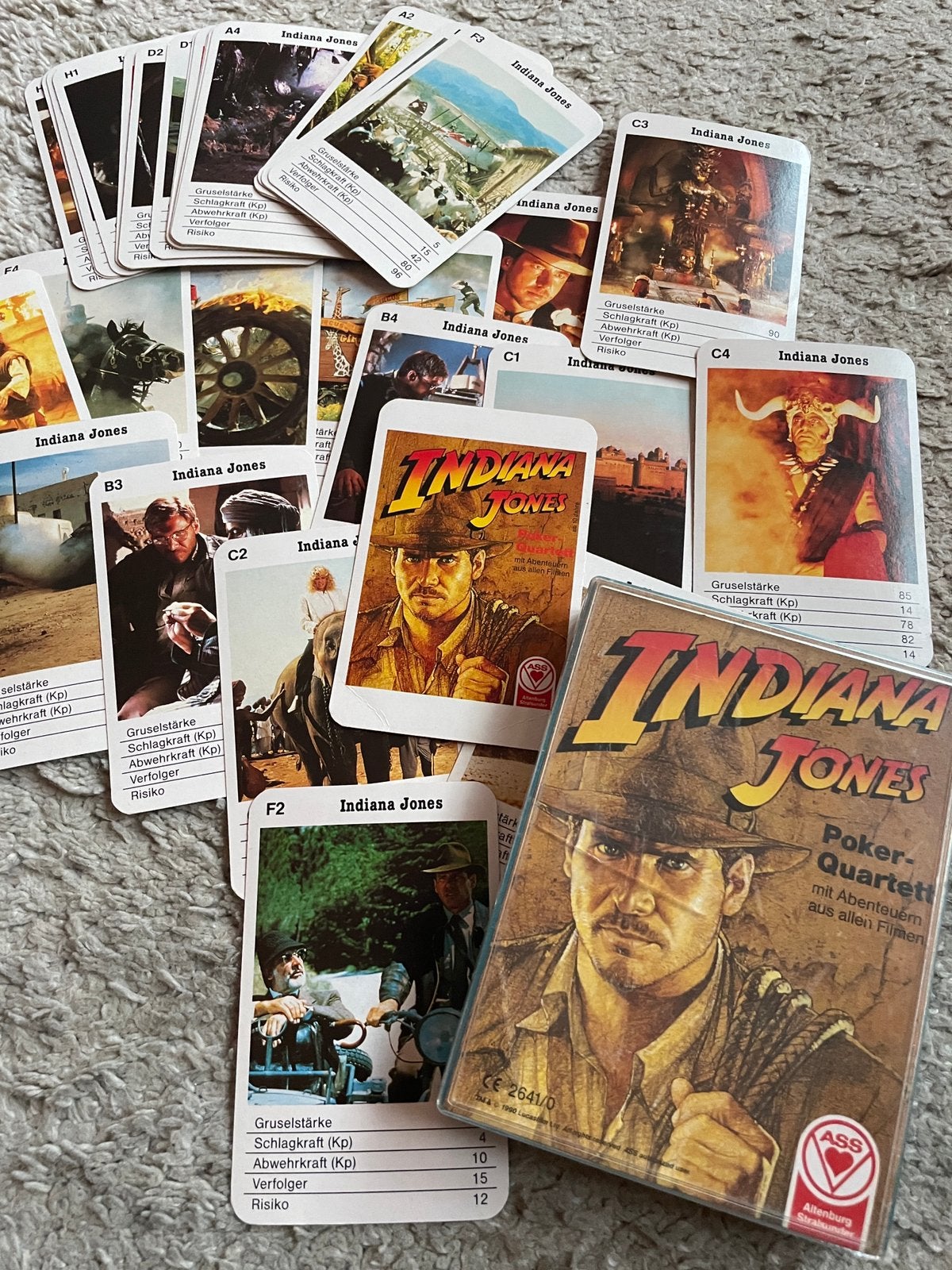 Vintage Indiana Jones Poker-Quartett – compleet – ASS – 1990, Verzamelen, Verzenden, Gebruikt, Speelkaart(en)