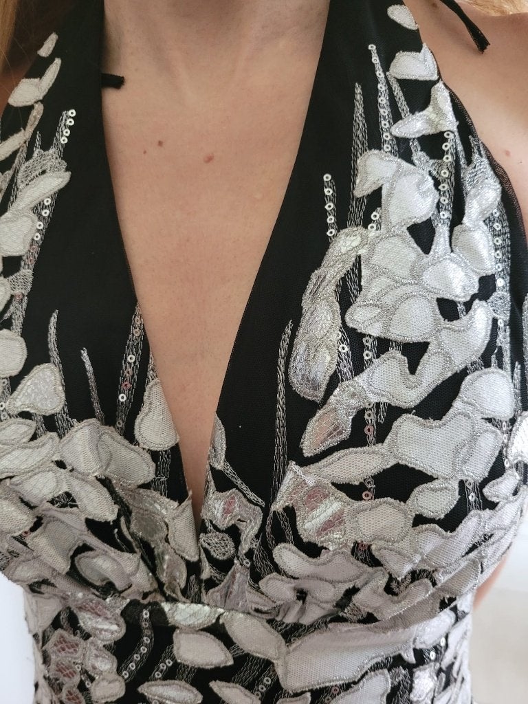 Il Mio avond/ feest jurk trouwjurk zwart wit nieuw XS 44966, ., Zwart, Il Mio, Nieuw