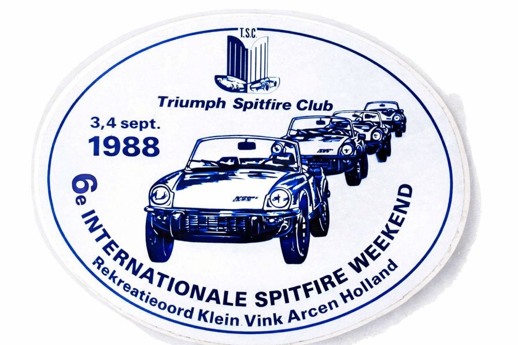 vintage  Sticker: Internationaal Spitfire Weekend Arcen 1988, Ophalen of Verzenden
