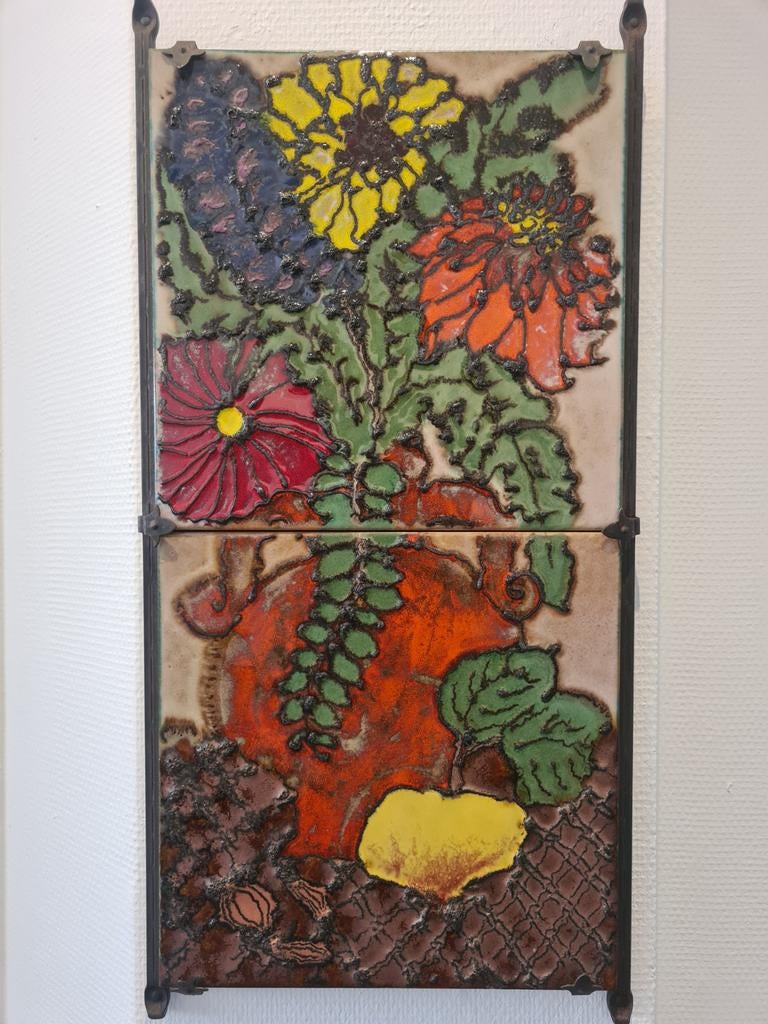 Heibi Keramik XL West Germany Fat Lava wandtegels in frame, Ophalen of Verzenden