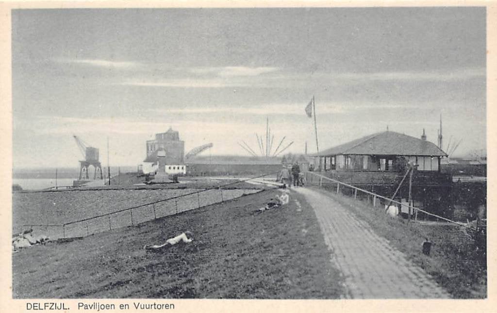 Delfzijl Paviljoen en Vuurtoren, Ophalen of Verzenden, 1920 tot 1940, Ongelopen, Groningen