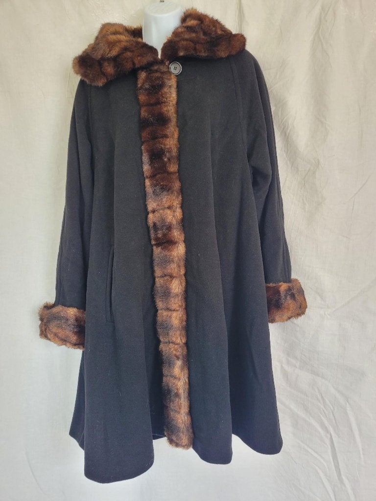 Prachtige dames wintermantel mt 38, scheerwol+kashmir, Maat 38/40 (M), ., Zwart, Ophalen of Verzenden