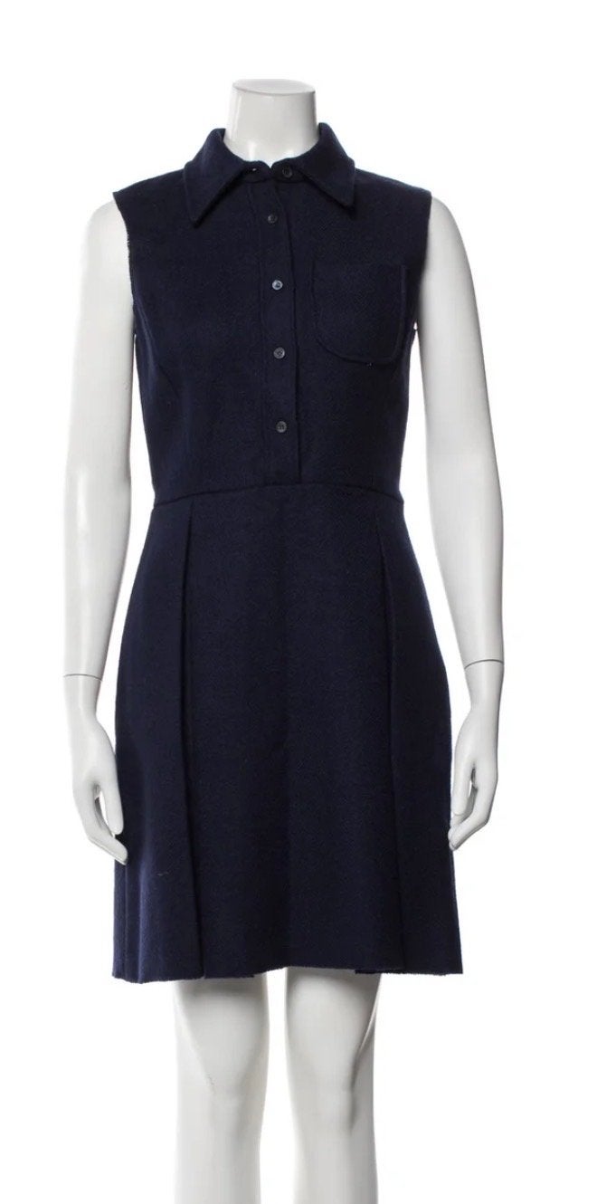 Miu Miu mouwloze jurk van wol en mohair, Kleding | Dames, Maat 38/40 (M), Blauw, Ophalen of Verzenden, Zo goed als nieuw