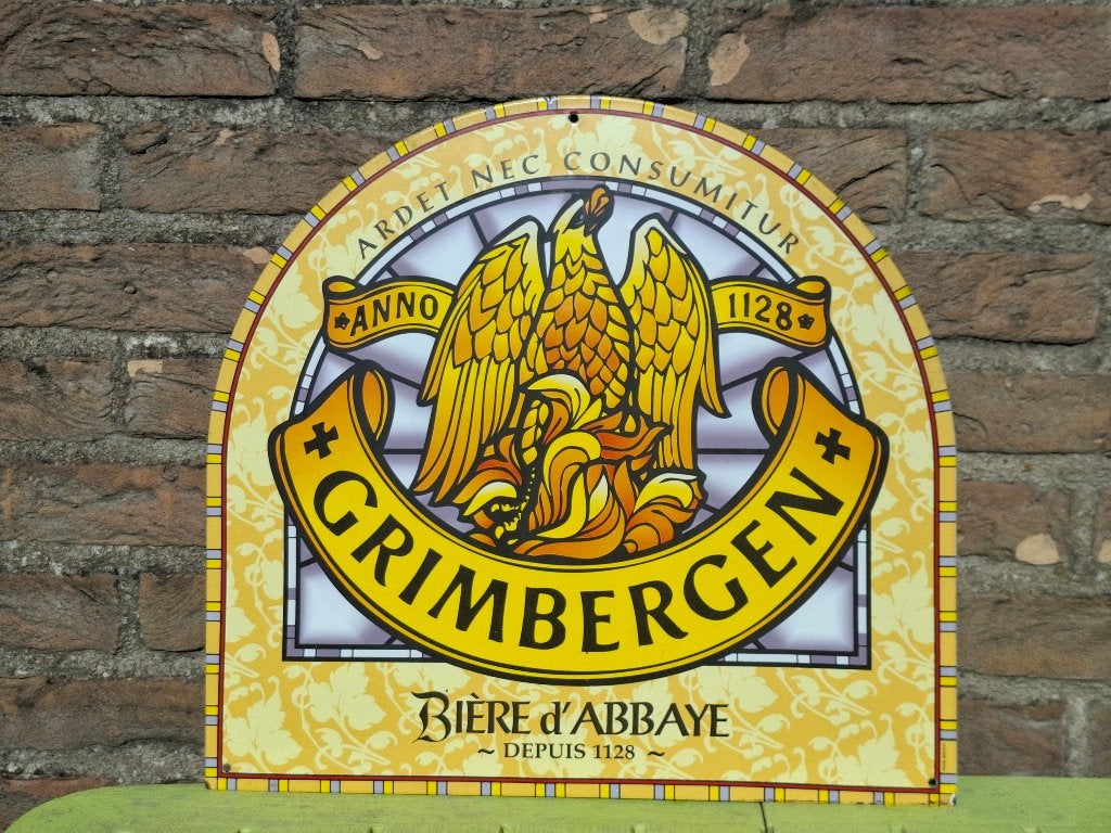Emaillebord Grimbergen bier, Ophalen of Verzenden, Nieuw, Reclamebord, Plaat of Schild, Overige merken