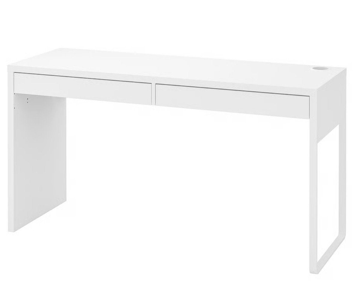 IKEA Micke Bureau Wit met 2 Lades - Modern en Functioneel, Ophalen, Gebruikt, Met lades, Spaanplaat of MDF