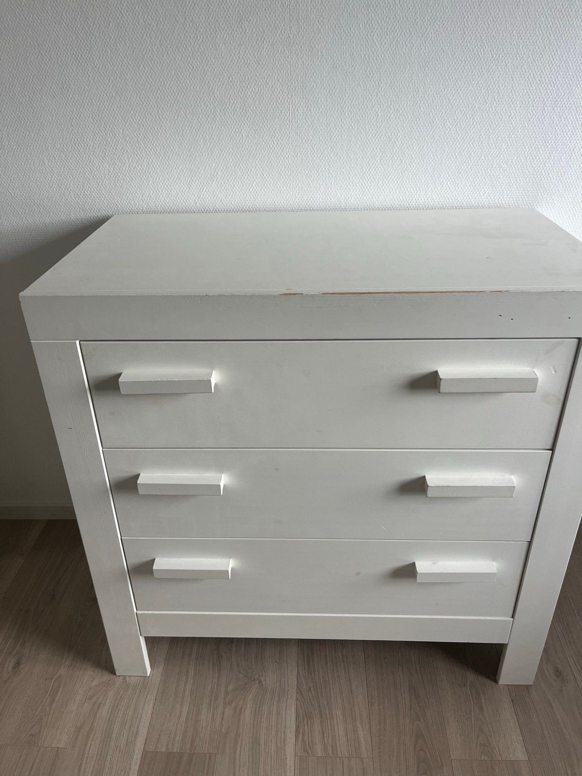 Witte ladekast met 3 laden, Ophalen, Gebruikt, 50 tot 100 cm, 3 of 4 laden