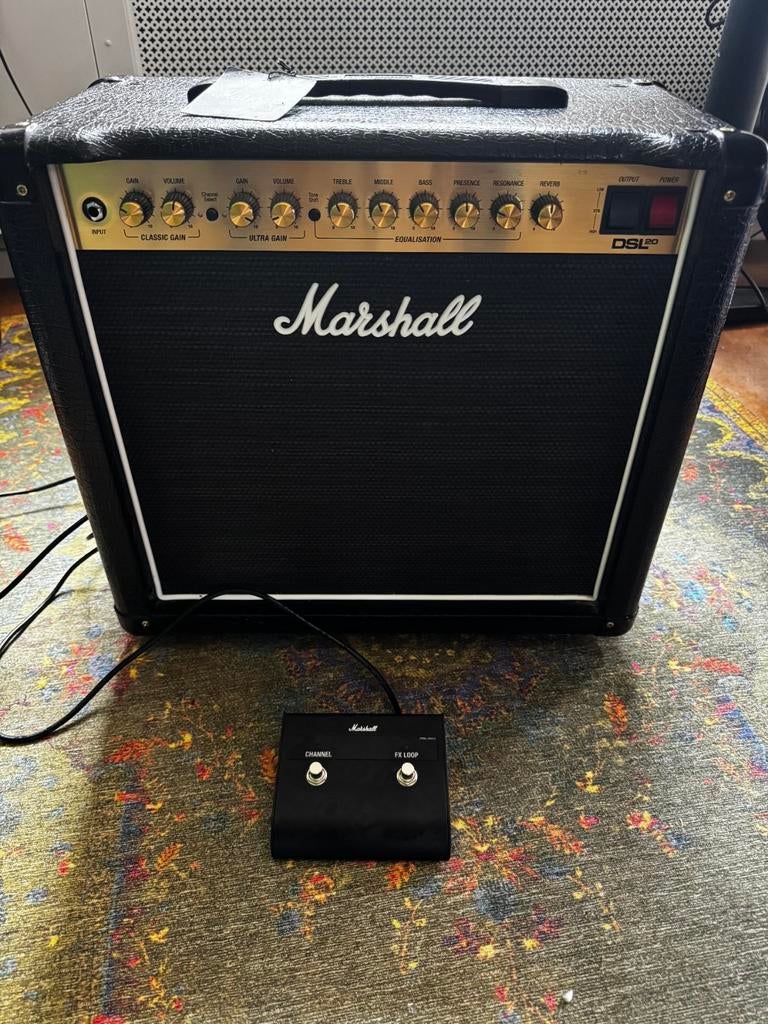 Marshall DSL20 Gitaarversterker Combo met Footswitch, Ophalen, Zo goed als nieuw, Gitaar, Minder dan 50 watt