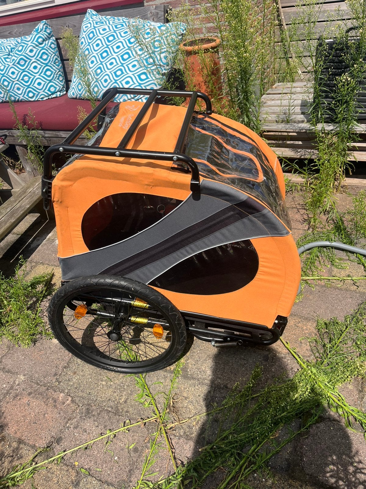 Dutch dog doggyride novel15 trailer oranje laadvermogen 50kg, Ophalen, Zo goed als nieuw, Hondenkar
