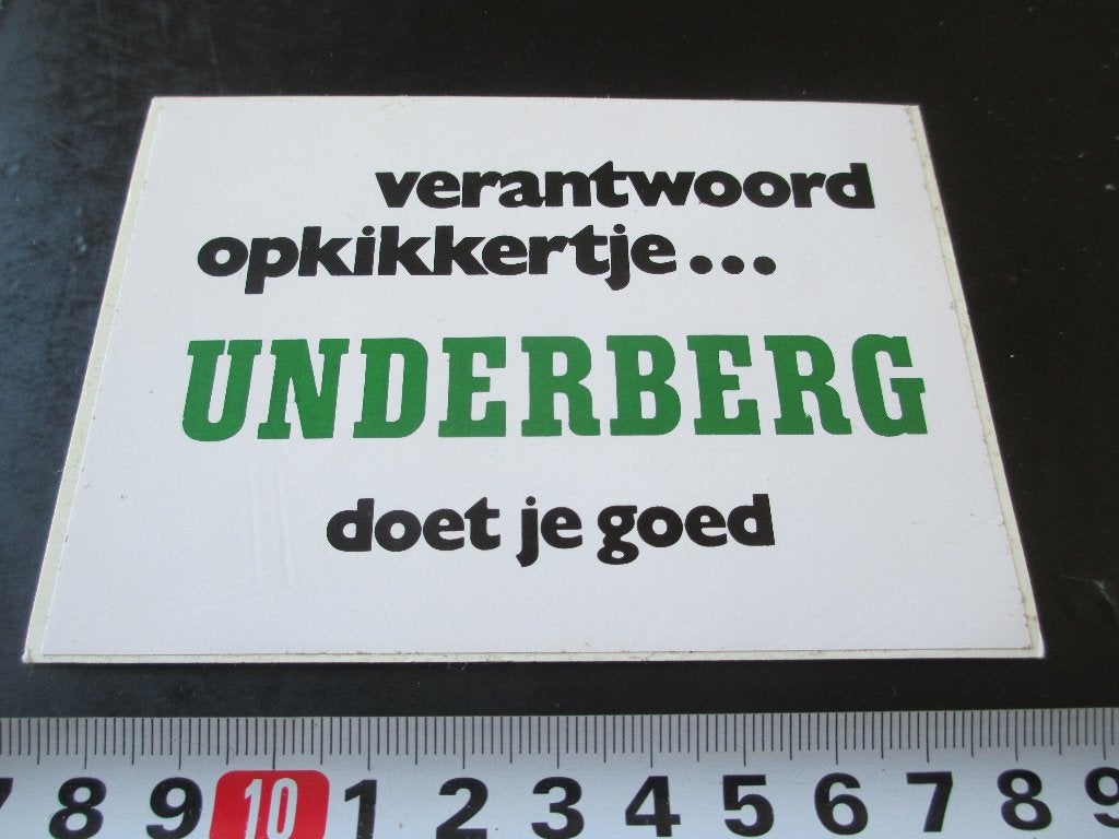 sticker verantwoord opkikkertje UNDERBERG doet je goed, Ophalen, Zo goed als nieuw