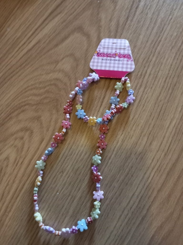 Armband en ketting met bloemetjes, kindersieraden, Ophalen of Verzenden, Nieuw, Overige kleuren, Armband