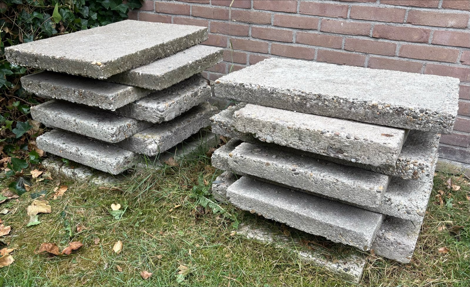 17 grindtegels, 60x40, verschillende diktes, Ophalen, Gebruikt, Overige typen, Minder dan 20 cm
