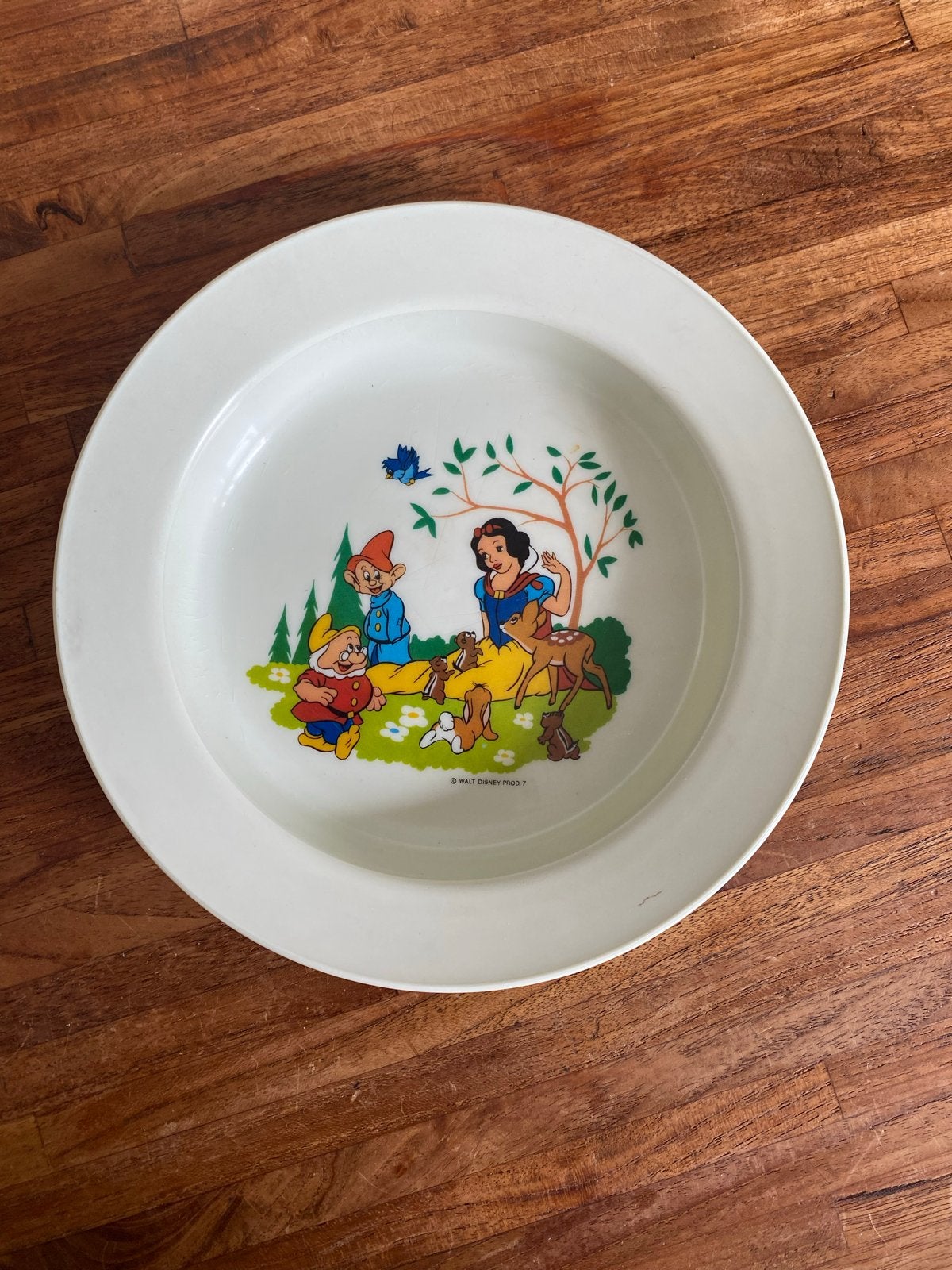 Vintage Sneeuwwitje en de Zeven Dwergen kinderbord, Kunststof, Gebruikt, Overige merken, Vintage