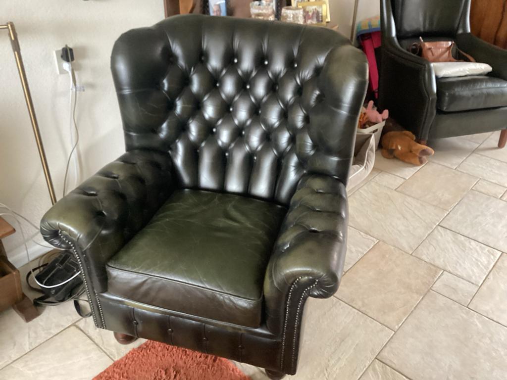 Mooie Windsor Chesterfield fauteuil - Zo goed als nieuw, Ophalen of Verzenden, Zo goed als nieuw, Leer, 75 tot 100 cm