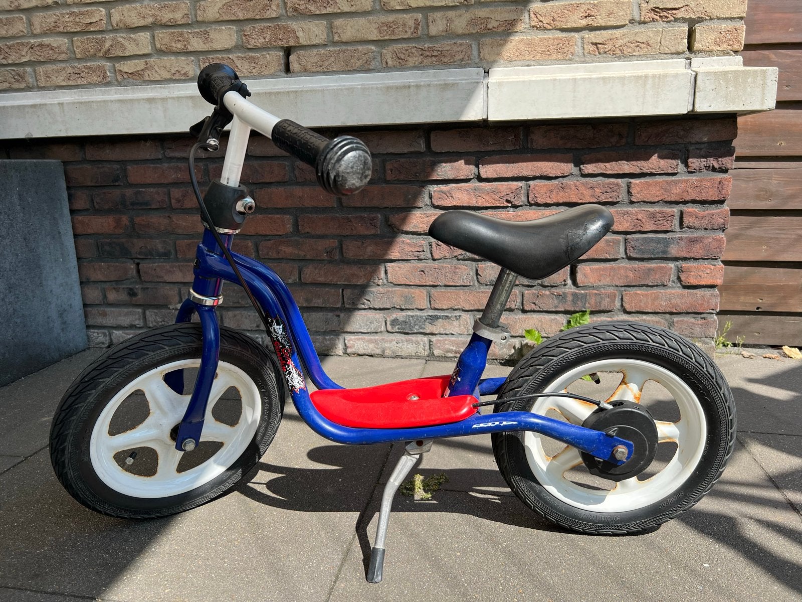 Puky loopfiets blauw / rood, Ophalen, Gebruikt, Trommelrem, Minder dan 16 inch