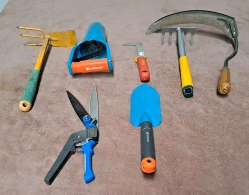 7-delige set klein tuingereedschap o.a. Gardena & Wolf, Tuin en Terras, Hand-tuingereedschap, Ophalen of Verzenden, Gebruikt, Gardena