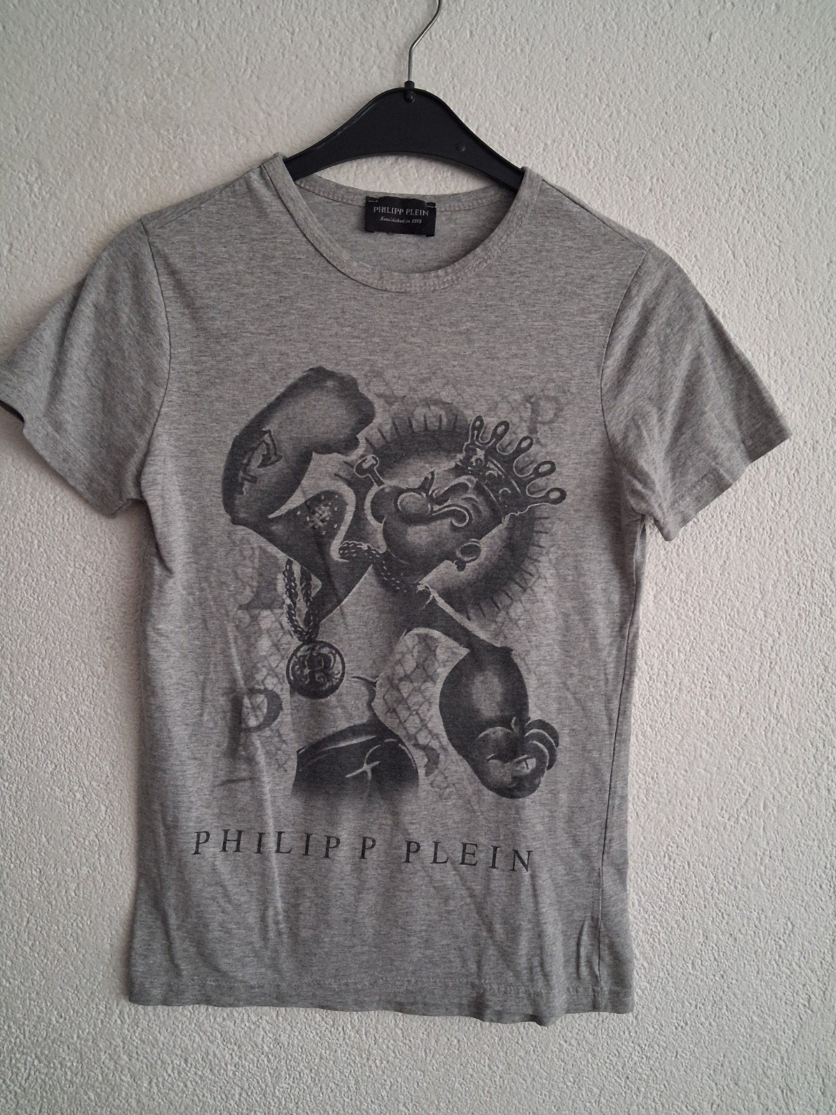 Philipp Plein T-shirt met print - Maat S, Kleding | Heren, Ophalen of Verzenden, Zo goed als nieuw, Philipp Plein, Grijs