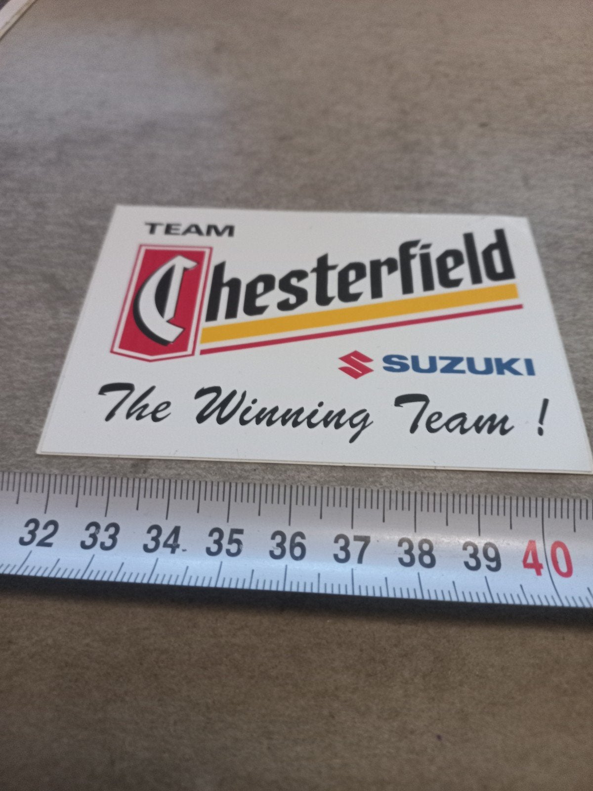 Vintage Team Chesterfield Suzuki Sticker - The Winning Team!, Ophalen of Verzenden