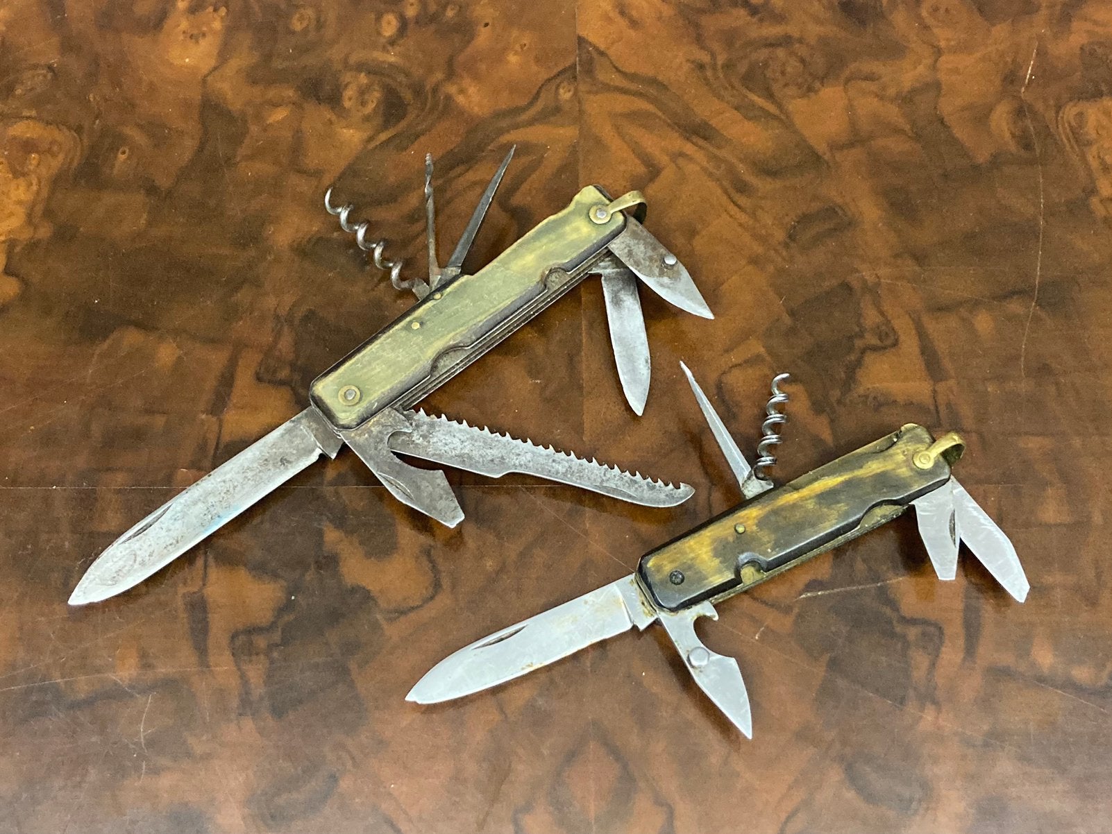 Antiek Frans zakmes multitool hoorn 19e eeuws set, Caravans en Kamperen, Ophalen of Verzenden, Gebruikt