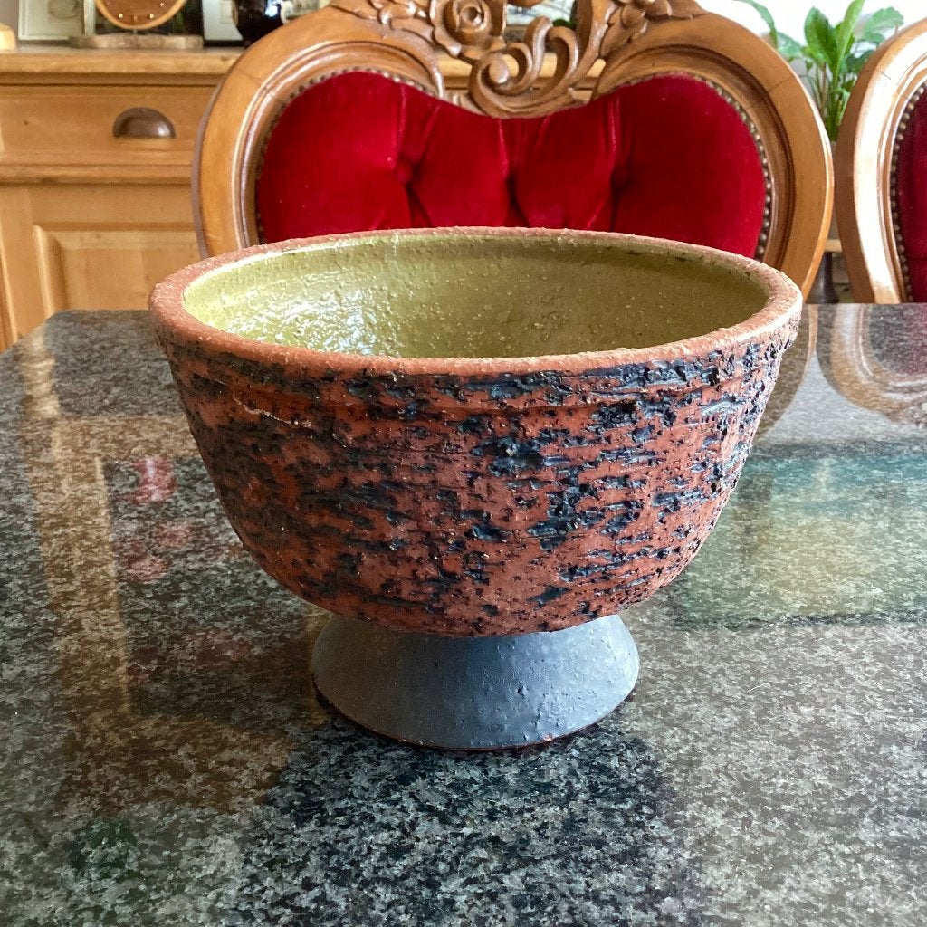 Plantpot, bloempot, berkenbast, rood, zwart, groen, vintage, Ophalen, Gebruikt, Rond, Binnen