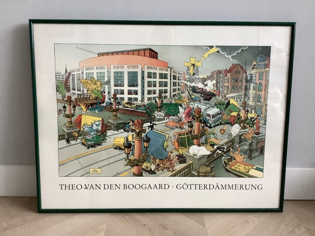 Poster SJEF VAN OEKEL/THEO VAN DEN BOOGAARD.GÖTTERDÄMMERUNG, Ophalen, Gelezen, Theo van den Boogaard & Wim T. Schippers, Eén stripboek