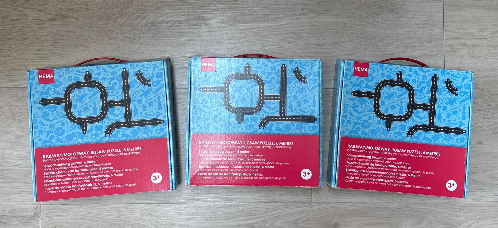 Hema Kartonnen Auto/Trein Spoor Puzzelbaan - 6 Meter, Ophalen of Verzenden, Meer dan 50 stukjes, Nieuw, 2 tot 4 jaar