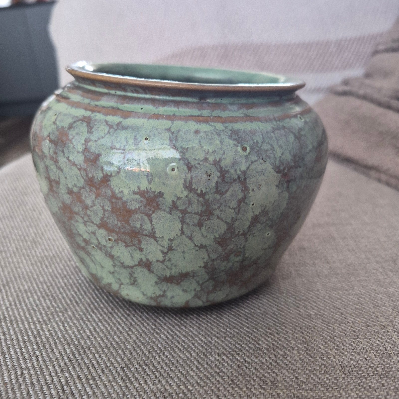 Handgedraaide Keramische Pot met Kristalglazuur(Unica), Ophalen of Verzenden