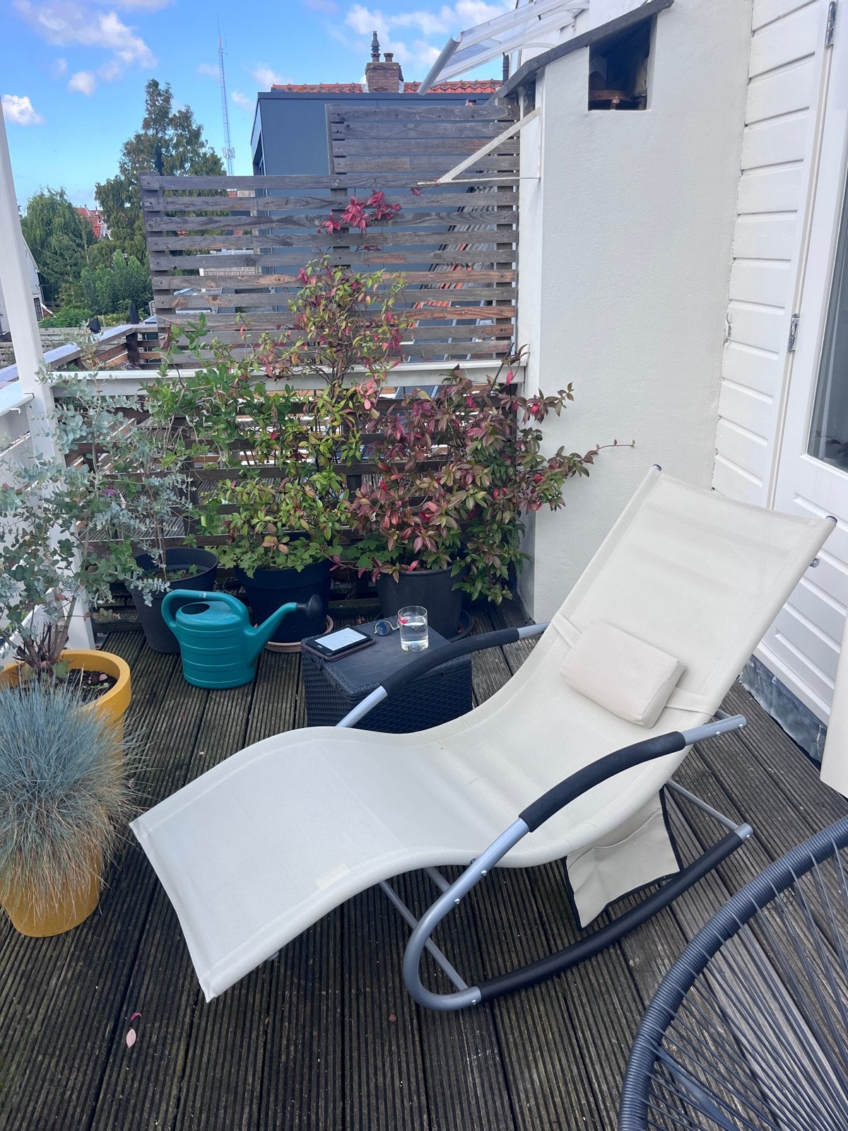 Luxe en comfortabele relax/schommelstoel, Tuin en Terras, Ophalen, Zo goed als nieuw, Metaal