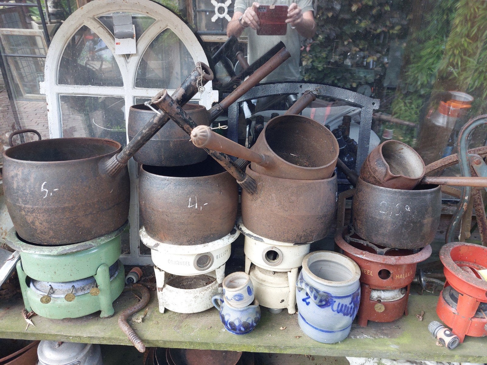 Oude ijzeren potten steelpannen enz, Antiek en Kunst, Ophalen of Verzenden