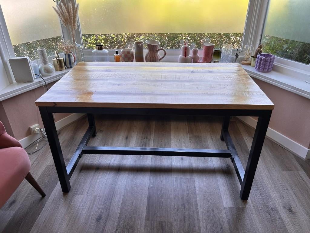 Eettafel rechthoeking, industriële stijl, 100 tot 150 cm, 50 tot 100 cm, Zo goed als nieuw, Rechthoekig