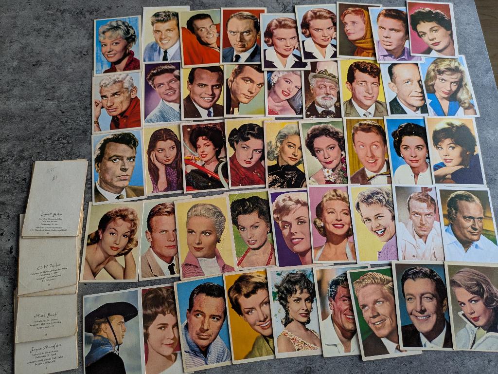 MAPLE LEAF MONTY FILMSTERREN 50S/60S 57X PLAATJES PRENTEN, Verzenden, Meerdere plaatjes