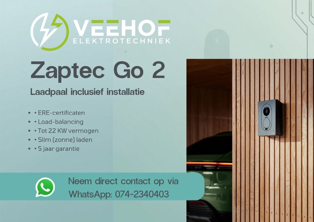 Zaptec Go 2 (MID) inclusief installatie, Garantie