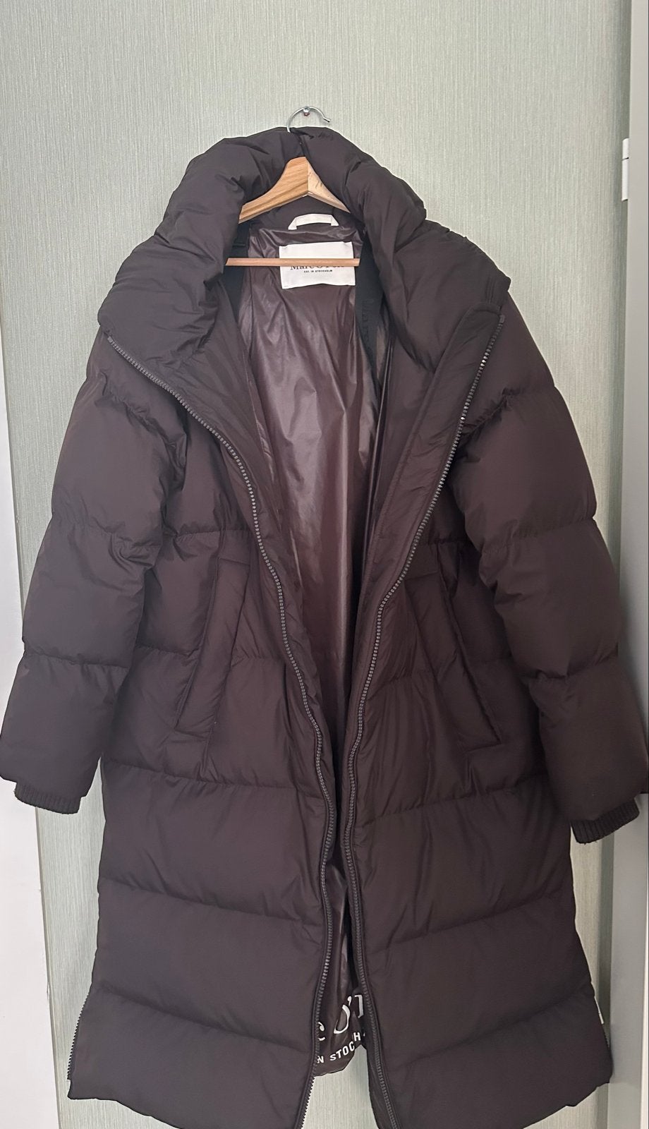 Marco Polo Lange Bruine Puffer Jas Maat 42, Ophalen of Verzenden, Gedragen, Maat 42/44 (L), Bruin