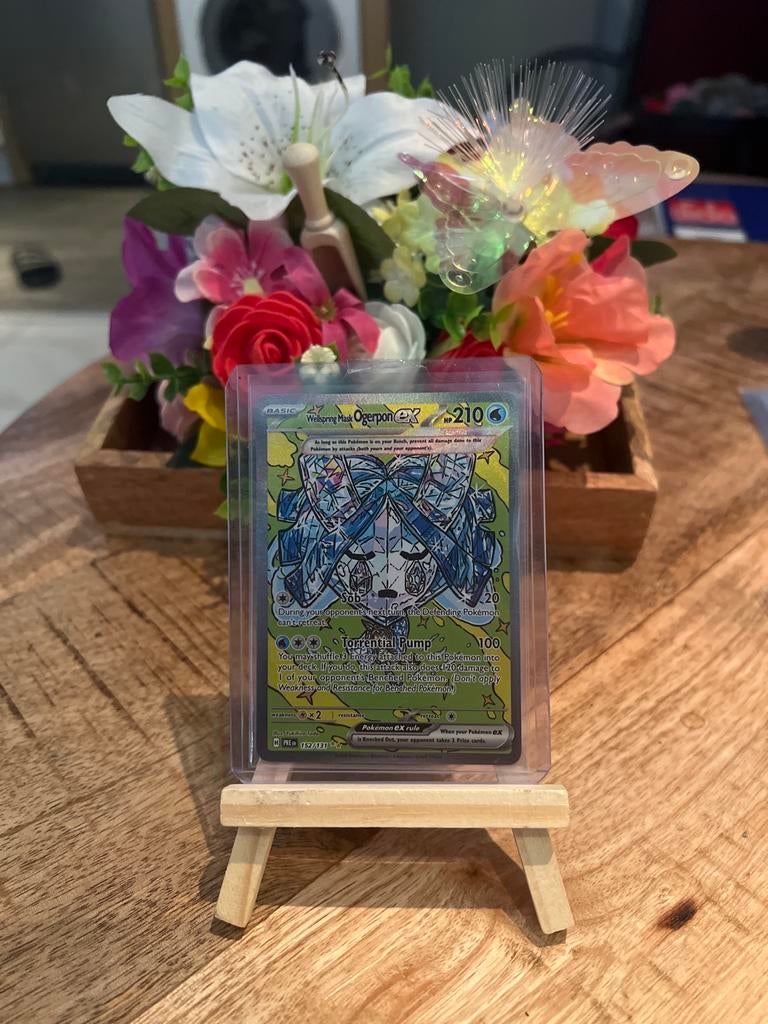 Pokémon kaart Wellspring Mask Ogerpon ex 152/131, Ophalen of Verzenden, Zo goed als nieuw, Losse kaart, Foil